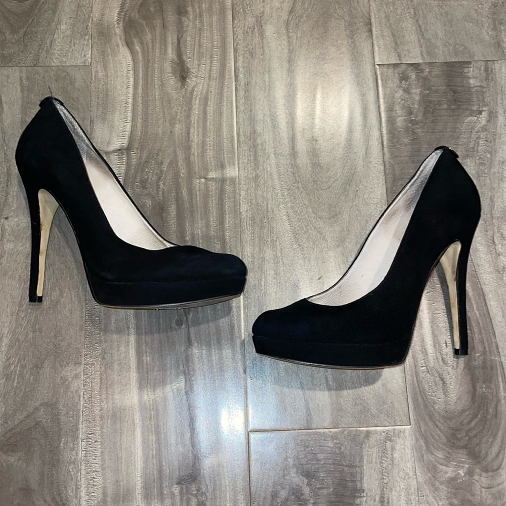 Black Suede Michael Kors platform heels